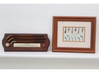 Golf Plaque And Framed Photo 14 X 5 And 12 X 10