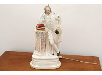 Antique Porcelain Table Lamp Of Man With Books