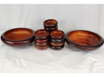 Set Of Wooden Bowls 16 Total