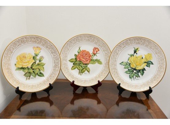 Edward Marshall Boehm Rose Plate Collection 3 Total