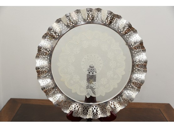 Silver And Glass Serving Tray Made In Germany
