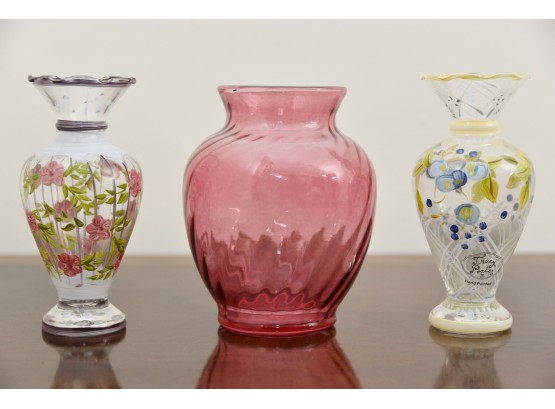 Trio Of Vases Including Tracy Porter Hand Painted