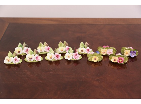 Group Of Staffordshire Fine Bone China Flower Placecard Holders