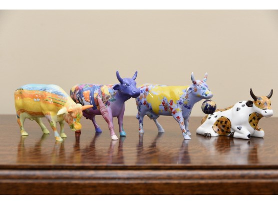 Group Of Cow Figurines By Cow Parade 4 Total - Set #1