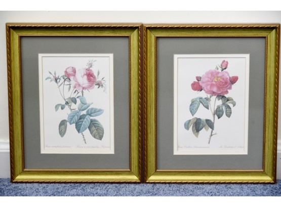 Pair Of Pink Flower Prints 9 1/2 X 11 1/2