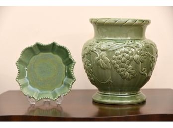 Pair Of Ceramic Pots And Vases By Hosley Pottery And California Pantry