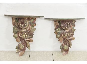 AndDecorative Carved Wood Fruit Leaves Wall Sconces