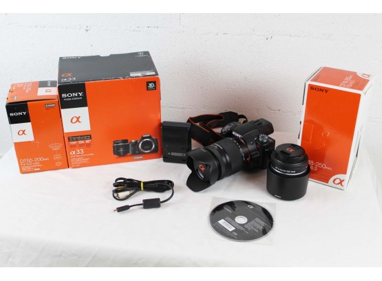 Sony Alpha 33 Camera With Charger & Lenses