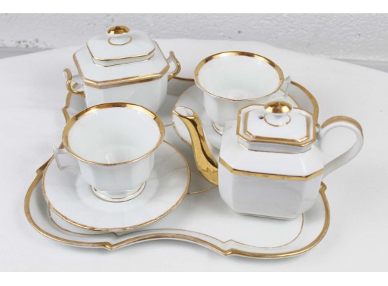 Lovely White & Gold Antique Tea Set