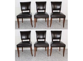 Set Of 6 Faux Leather Side Chairs With Rear Nailhead Trim 20 X 19 X 34