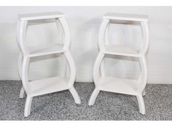 Pair Of White Accent End Tables With Shelves 14 X 8 X 32