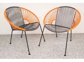 Pair Of Tangerine & Gray Ixtapa Lounge Chairs 25.5 X 16.5 X 28.5 Retail $676