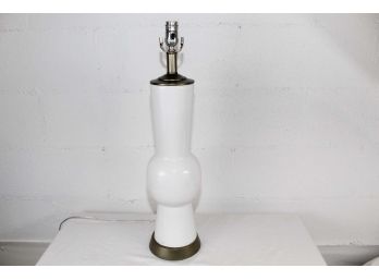 White Table Lamp With Brass Tone Base