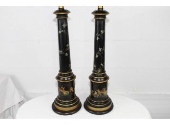 Pair Of Italian Tole Lamps By F. Cooper Retail $695