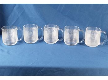 Five Vintage 50 CL Glass Drinking Mugs