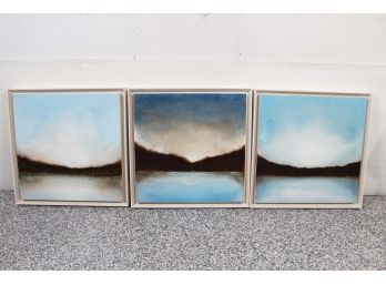 Set Of Richard Bruce Acrylic Landscape Paintings 'Easter, Dusk & Lake' 21 1/2 X 21 1/2
