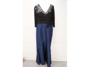 Carolina Herrera Couture Black & Blue Lace Dress 56 Inches Neck To Bottom