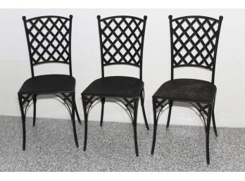 Trio Of Wrought Iron Side Chairs 16 X 17 X 37