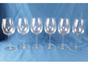 Set Of 6 Grape Motif Wine Glasses