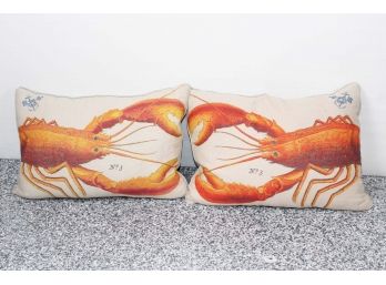 Pair Of Down Filled Lobster Printed Throw Pillows 18 X 12