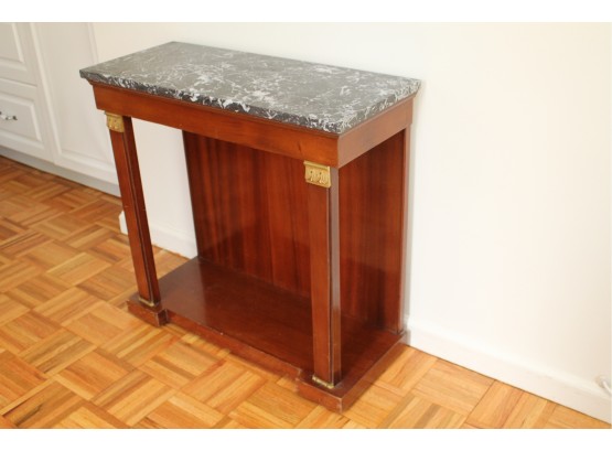 Granite Top Side Table With Brass Accents 29.5 X 12 X 28