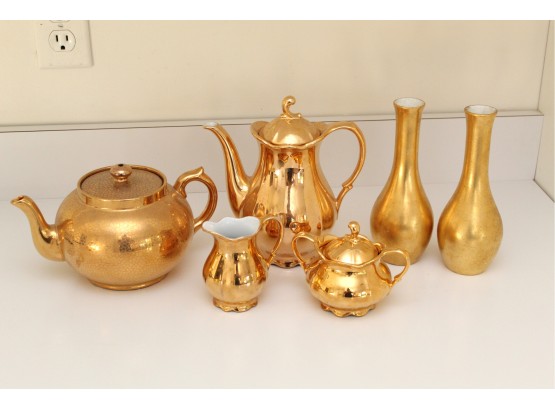Gold Tea & Coffee Serving Pieces Including Bavaria & Pickard