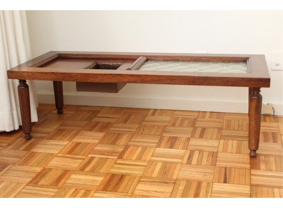 Wooden Coffee Table With Glass Insert 49.5 X 20.5 X 15