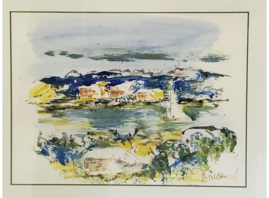 Alfred Birdsey  (1912 - 1996) Original Abstract Watercolor Framed 16 X 13