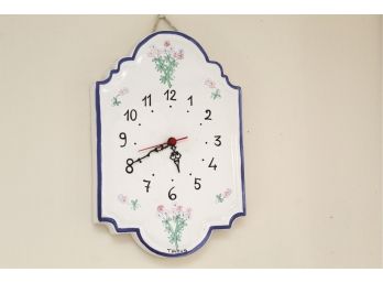 Vintage Hand Painted Porcelain Wall Clock 'Thymus' By Williams Sonoma 14' Long