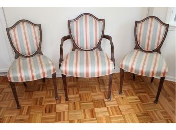 Three Custom Upholstered Dining Chairs 21 X 18 X 38