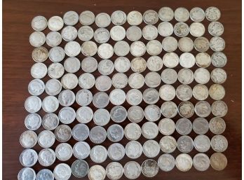 Collection Of Old Dimes Including Mercury Dimes