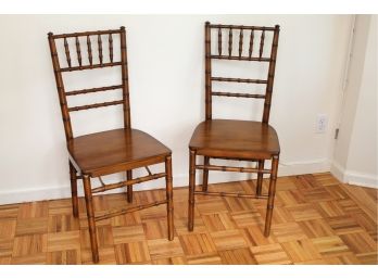 Pair Of Faux Bamboo Side Chairs 16 X 16 X 37