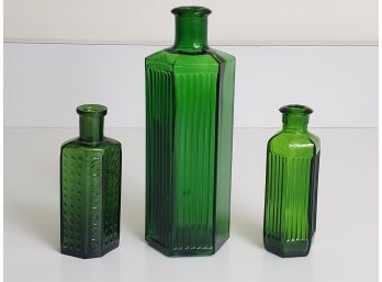 Vintage Emerald Green Medicine Bottles 'Not To Be Taken'
