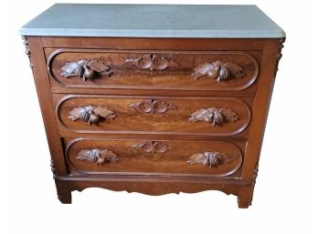Antique Marble Top Chest Of Drawers  41 X 19 X 37