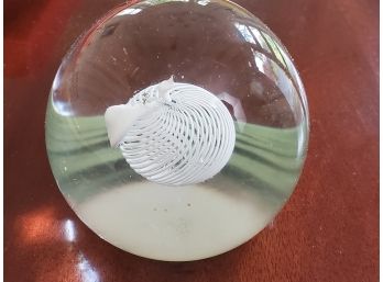 Murano Glass White Apple Filled Paperweight