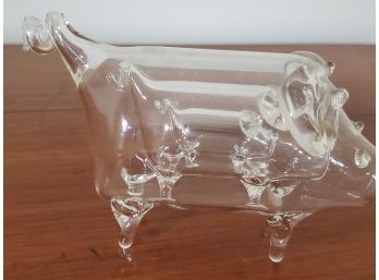 Blown Art Glass 'the 3 Little Pigs' Sculpture