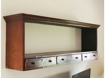 Oak Wall Shelf With Three Drawers 50 X 9.5 X 17