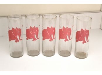 Vintage Pink Elephant Drinking Glasses