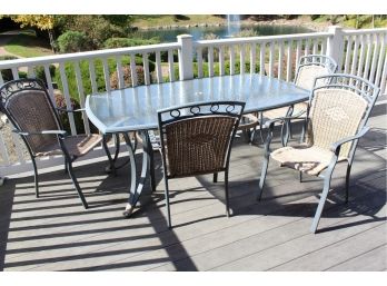 Outdoor Patio Set Including Glass Top Table And 6 Chairs