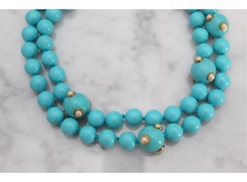 Faux Turquoise Necklace 34 Inches Long -2