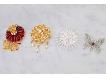 Lovely Collection Of (4) JBK (Jacqueline Bouvier Kennedy) Costume Jewelry Brooches -7