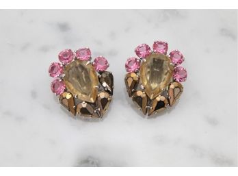 Beautiful Pink & Amber Vintage Dior Earrings -35