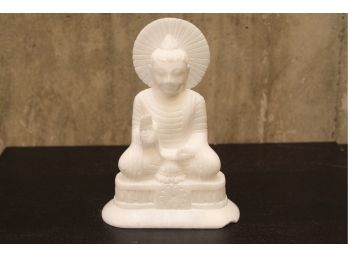 Handmade Polished White Stone Lord Buddha Statue For Peace And Prosperity
