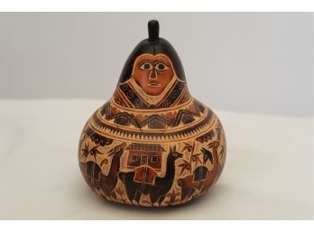 Unique Artisan Made Sixto Seguil Dorregaray Gourd Lidded Jar Made In Peru