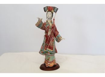 Asian Porcelain Statue With Stand (Fingers Chipped)