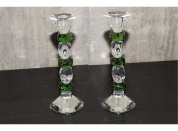 Beautiful Pair Of Sorelle Crystal Candle Holders