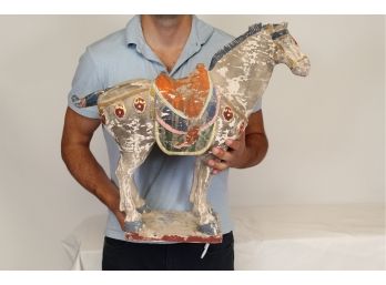 Large Distressed Hand Painted Horse Statue