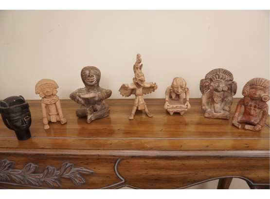 Group Of Early Continental Native American Bust And Stone Statues  (5-7 Inches Tall)