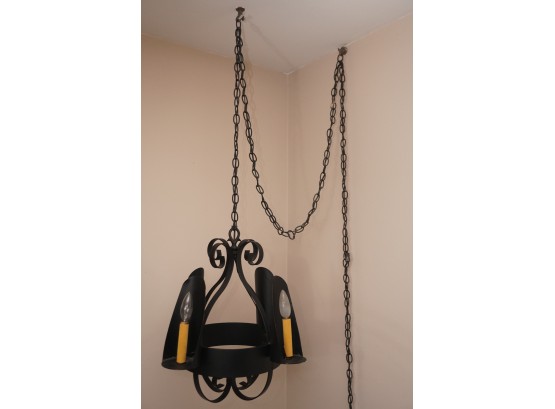 Vintage Metal MCM Chandelier With 92 Inch Chain 19 X 16