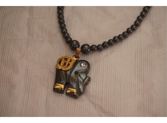 Black Beaded Necklace With Unique Pendant